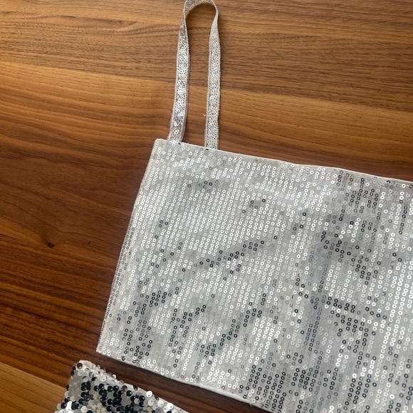 BUNDLE - Silver Sequin Top & Skirt Set - Small - Picture 4 of 6